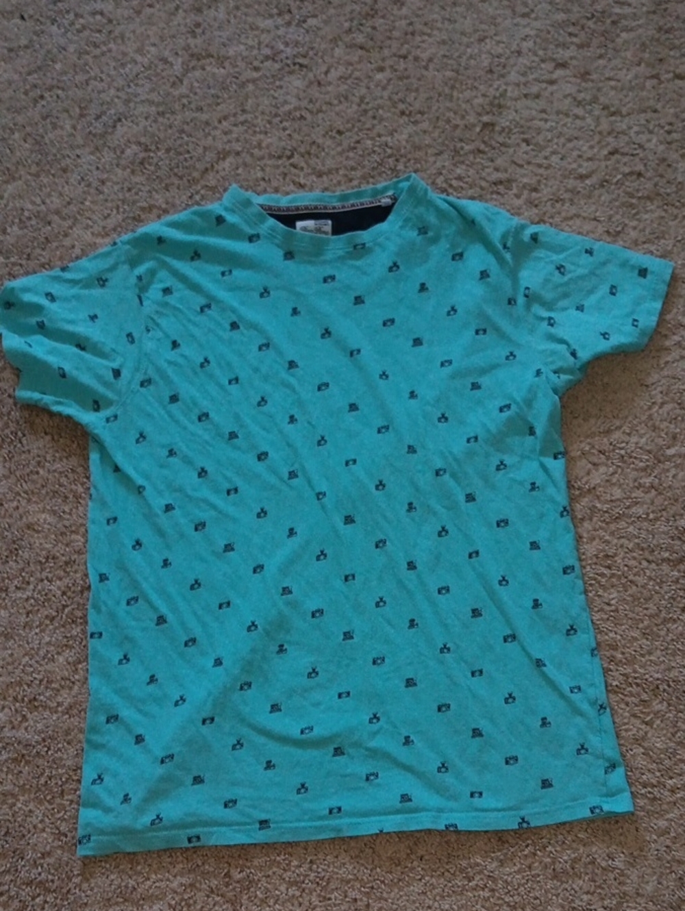 Turquoise Patterned Short Sleeve Tee